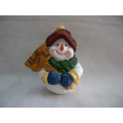 Snowman with Hat-Scarf Noel Sign of Resin 4.92in
