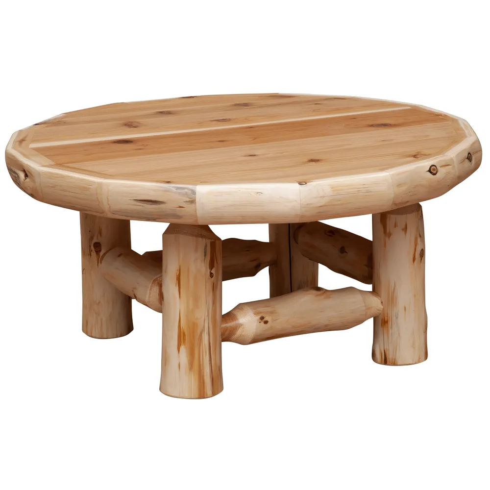 Cedar Log Circle Coffee Table - 36-inch - Weathered - Armor