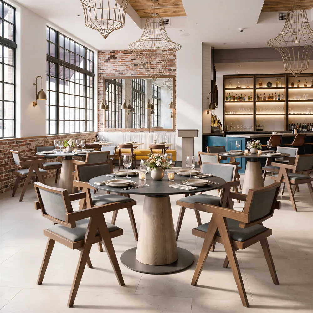 Delhi Dining Chair Gray & Walnut