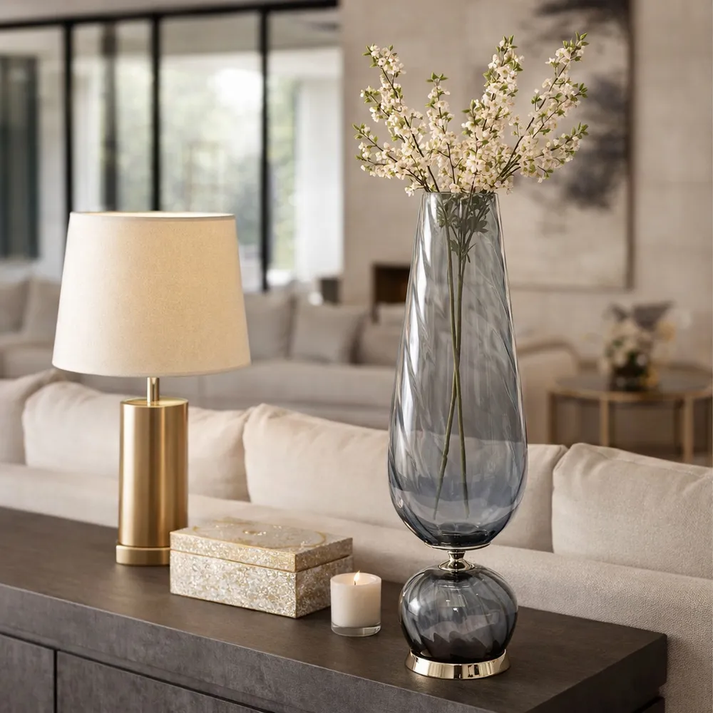 LINDENRUN GRAY GLASS VASE 25 (IN)