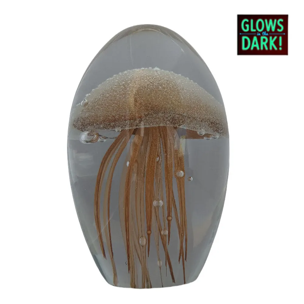 4" LIGHT BROWN JELLYFISH GLOWS IN DARK