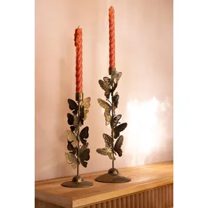 Set of 2 Butterflies Taper Candle Holders 5