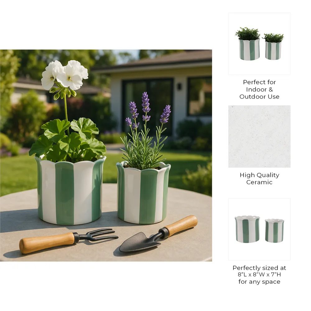 RAFESHAW SET OF 2 GREEN PLANTER 7 (IN)