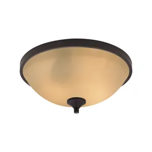 Arlington 15'' Wide 3-Light Flush Mount - Oil Rubbed Bronze with Amber Glass 1