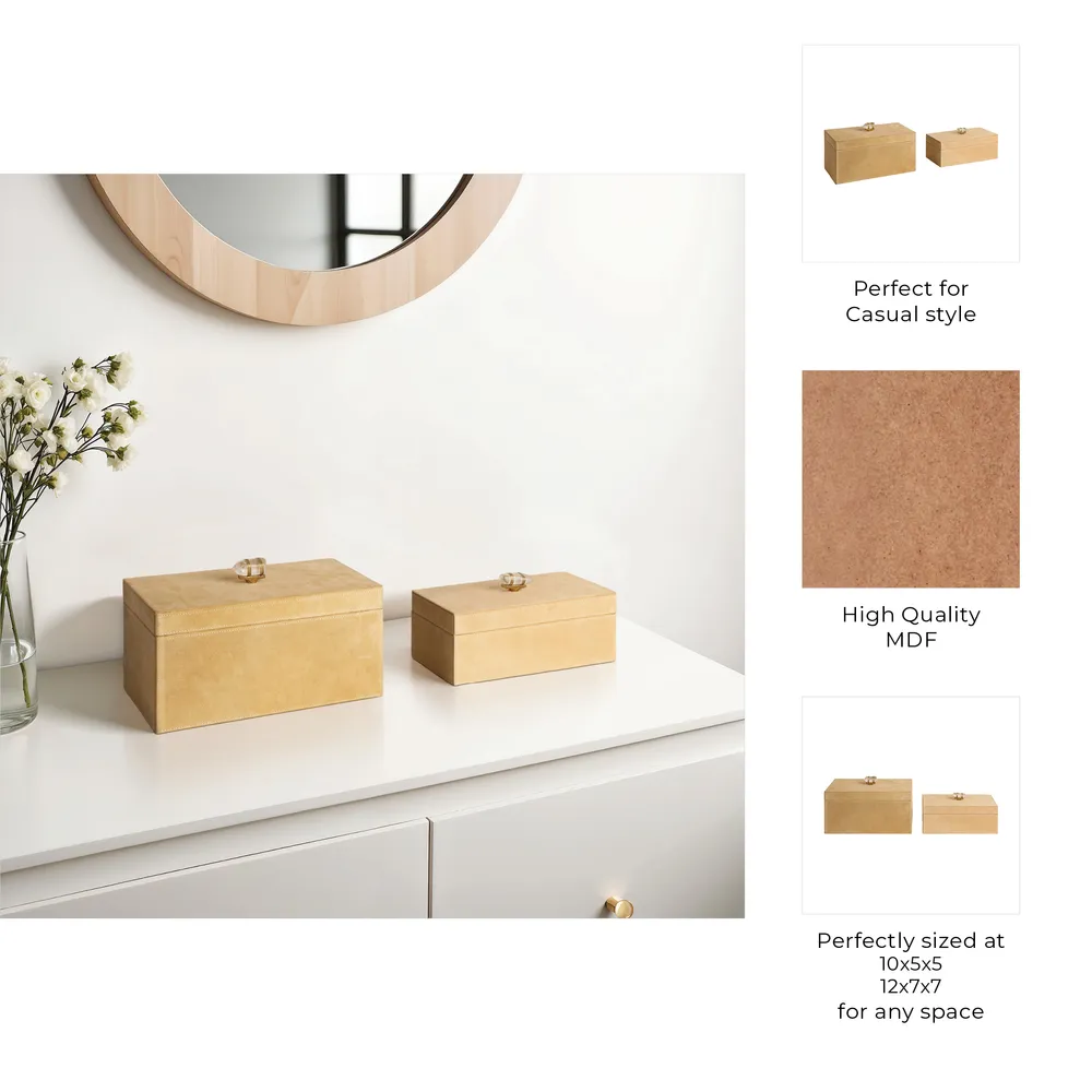 LAKEWICK SET OF 2 IVORY BOXES 6 (IN)