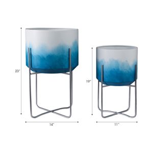 NICOLEHAM SET OF 2 BLUE PLANTER 23 (IN) 9