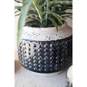 Set of 3 Dark Blue Knobby Ceramic Pots 3