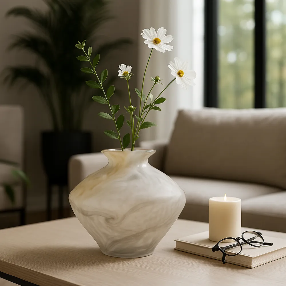 ROLANDCROSS IVORY GLASS VASE 10 (IN)