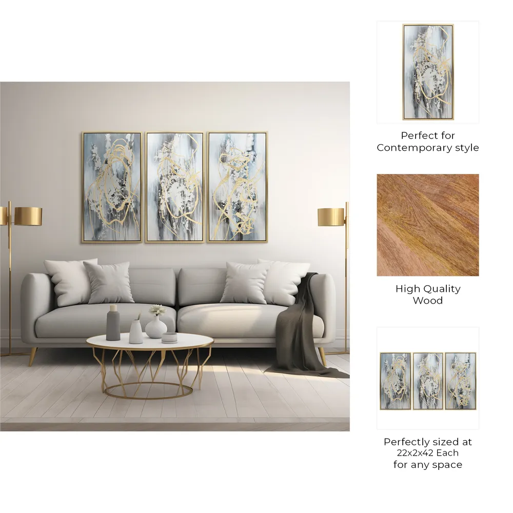 SHAYVALE SET OF 3 BLUE ART 42 (IN)