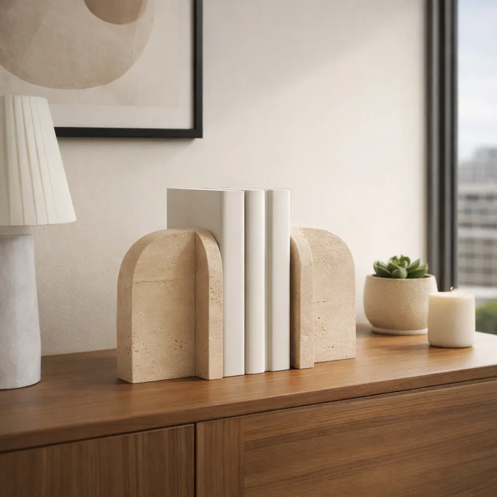 NORMAWORTH SET OF 2 TAN BOOKENDS 6 (IN)