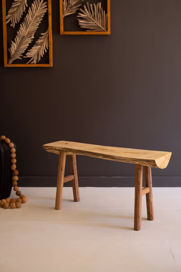Rustic Willow Wood and Silk Tree Bench
