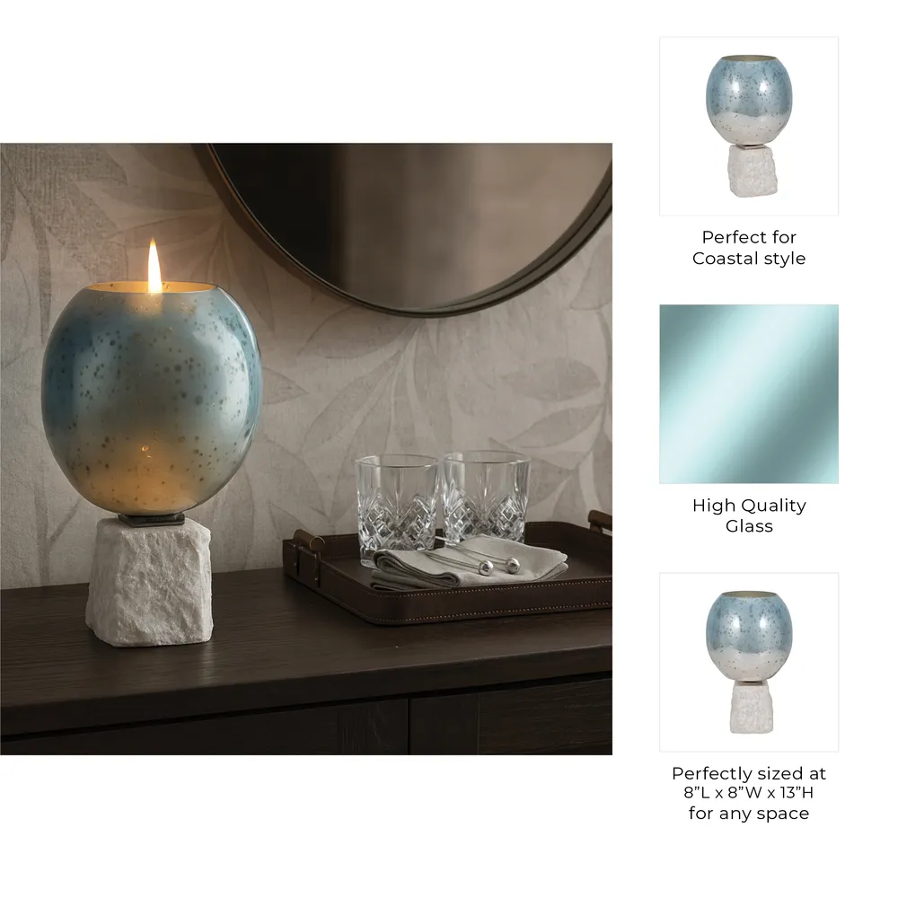 BRAEHAM BLUE CANDLE HOLDER 13 (IN)