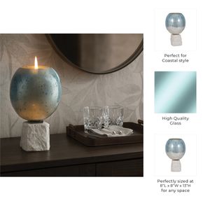 BRAEHAM BLUE CANDLE HOLDER 13 (IN) 9