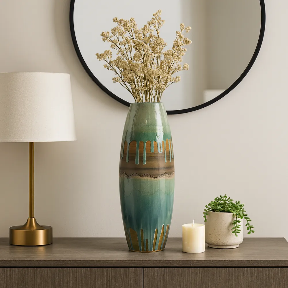 ANSELOAK GREEN VASE 21 (IN)