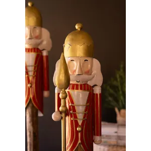 Set of 2 Painted Metal Nutcrackers on Wood Bases 3