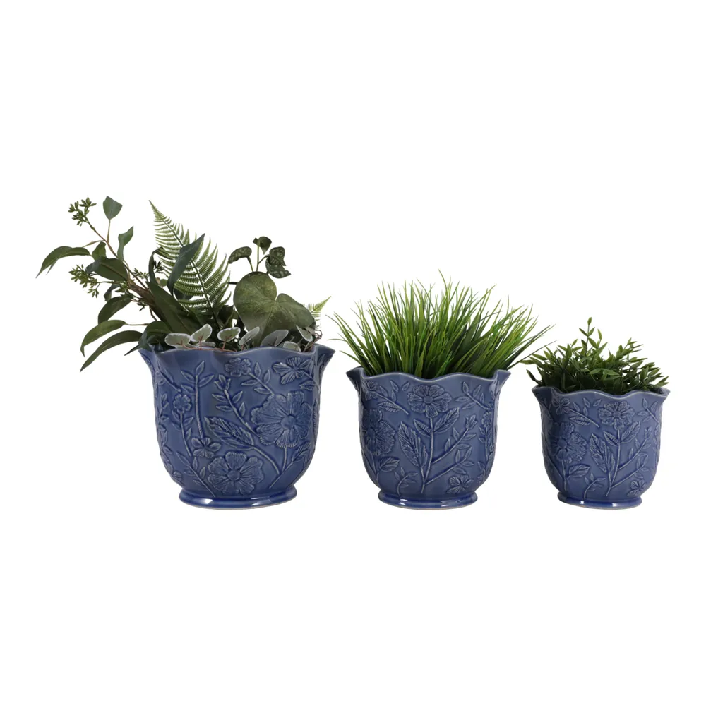 CLAYBROOK SET OF 3 BLUE PLANTER 9 (IN)