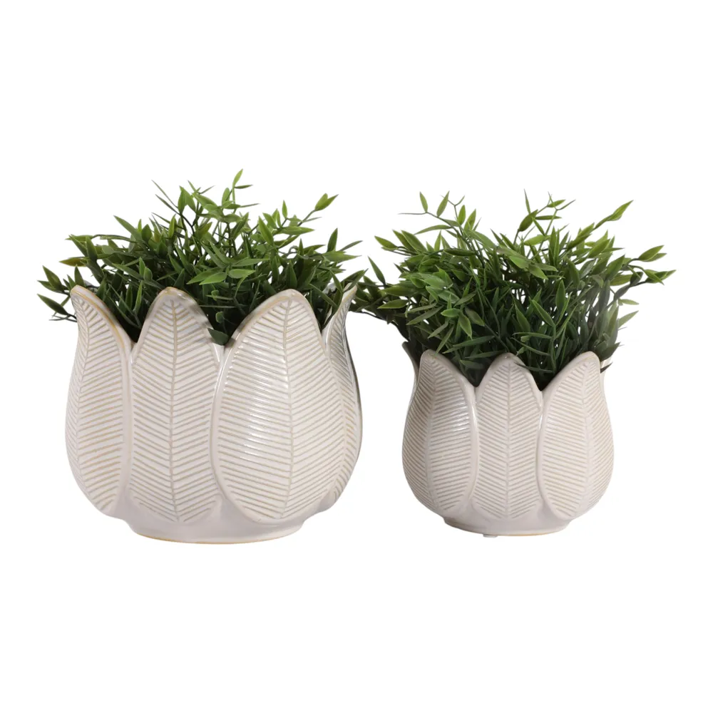 BRADYRIDGE SET OF 2 IVORY PLANTER 7 (IN)