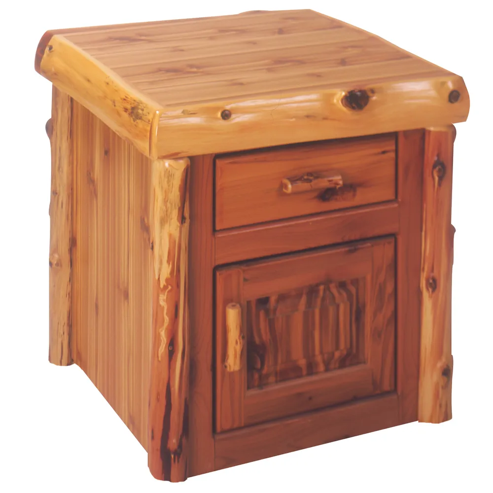 Cedar Log Enclosed End Table - Natural