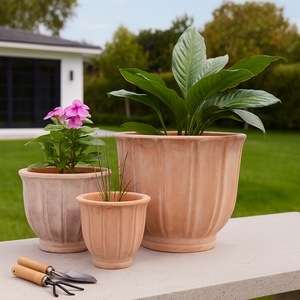 ROYCLIFF SET OF 3 RED PLANTER 13 (IN) 2