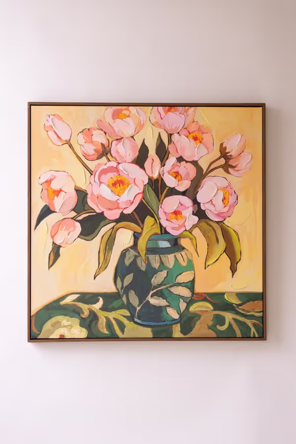 Framed Peonies in a Vase Painting