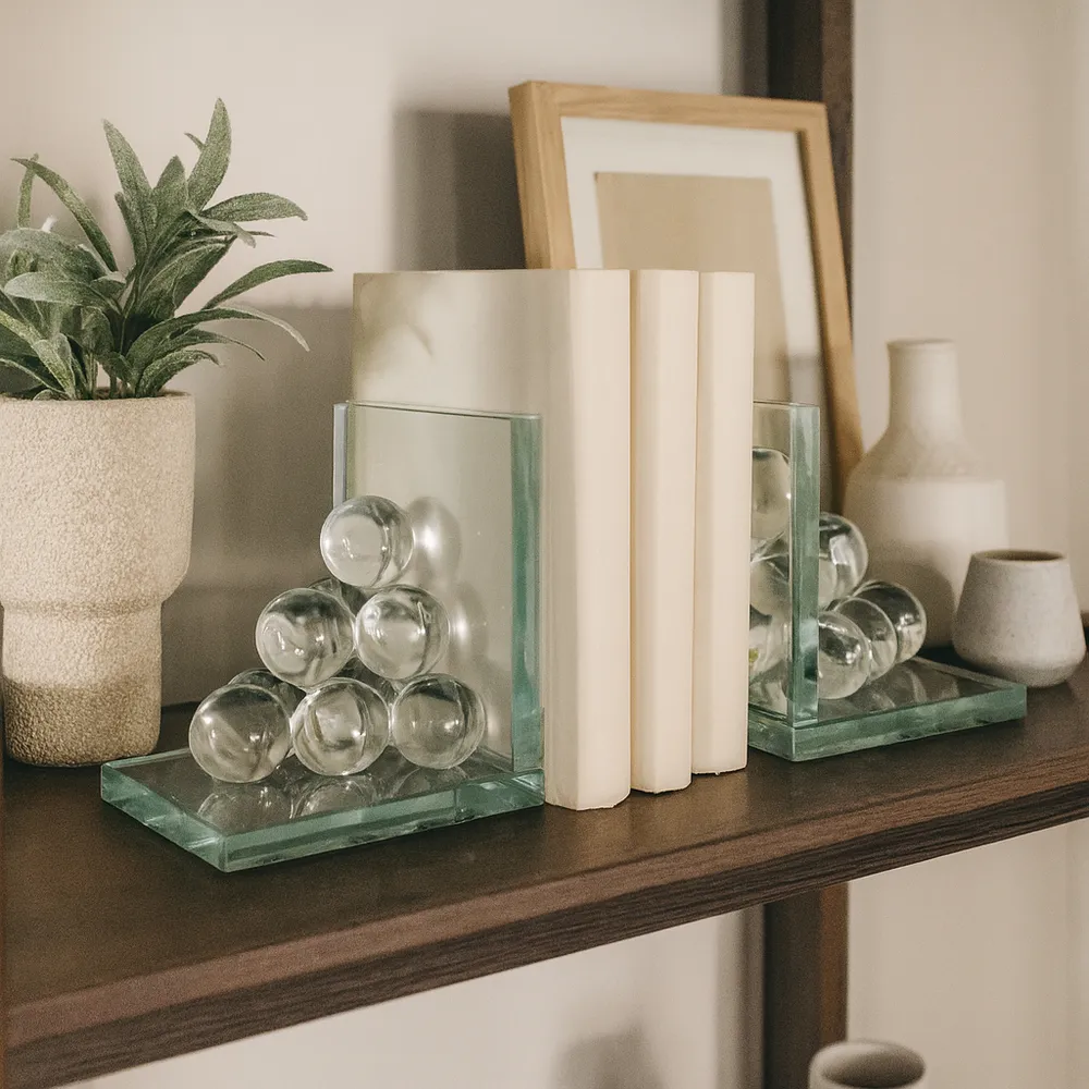 TANNER SET OF 2 CLEAR BOOKENDS 6 (IN)