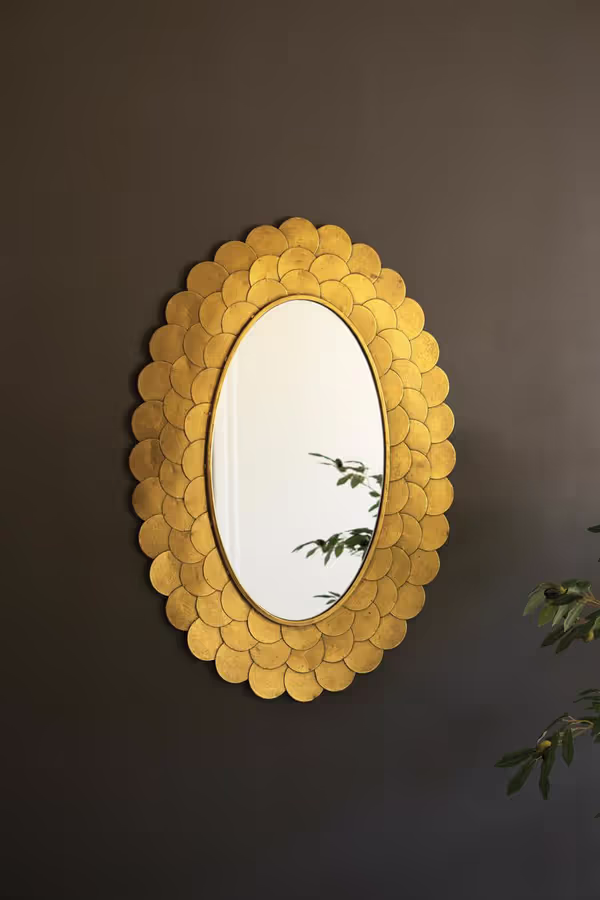 Layered Gold Scallop Framed Mirror