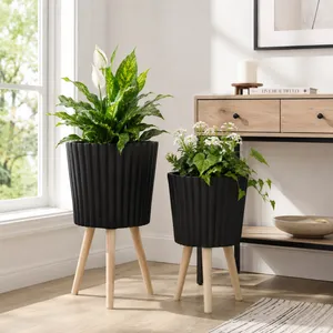 GLASTONCREST SET OF 2 BLACK PLANTER 21 (IN) 2