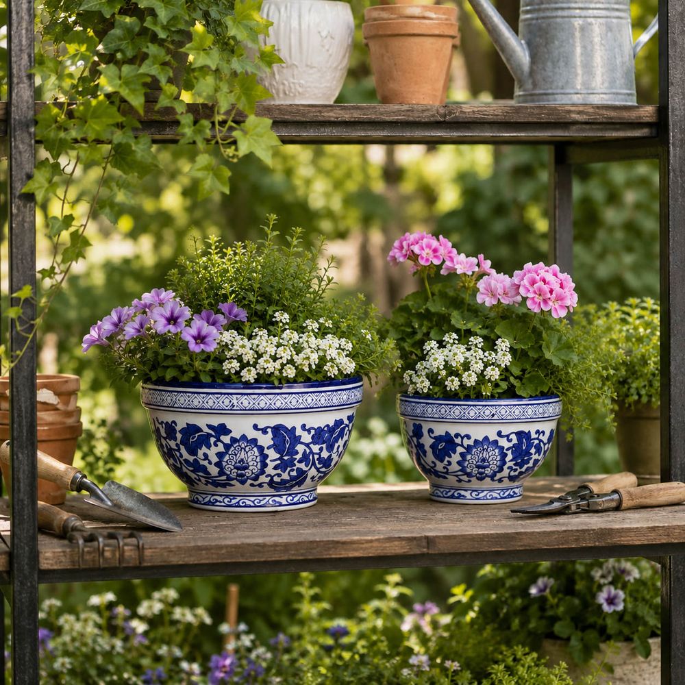 ROYBROOK SET OF 2 BLUE PLANTER 6 (IN)