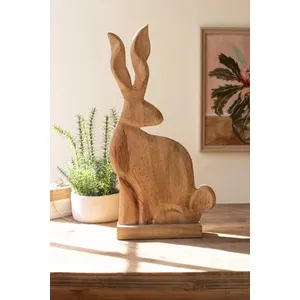 Tall Carved Wood Rabbit on a Base 1