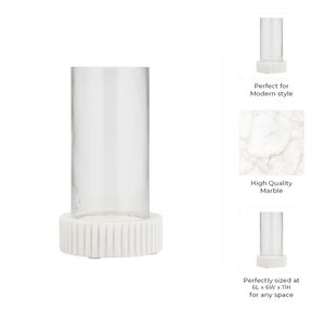 MARBLE, 11"H HURRICANE HOLDER, WHITE KD 9