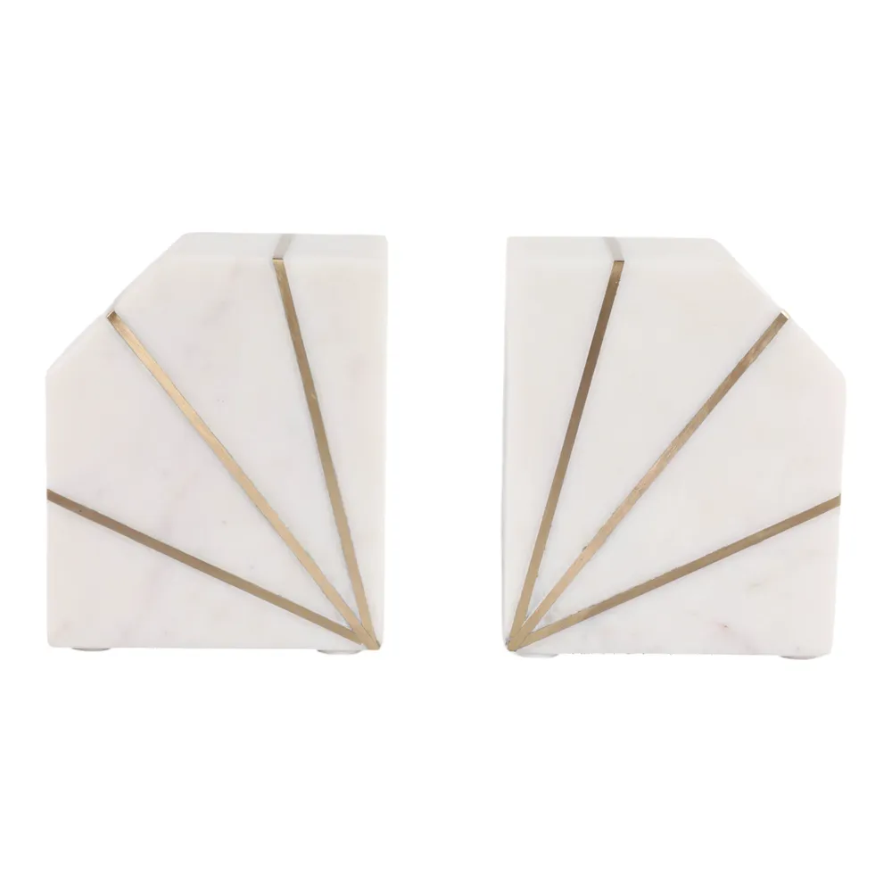 BRUNOCROSS SET OF 2 WHITE BOOKENDS 5 (IN)