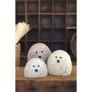 Set of 3 Tabletop River Rock Ghosts 1