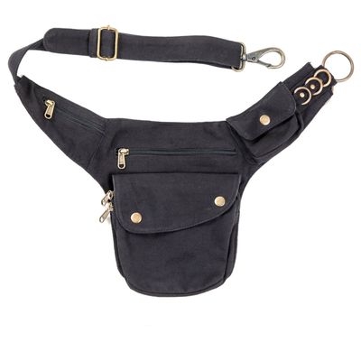 HIP BAG W ADJUSTABLE STRAP & FAUX LEATHER BOTTOM - SILHOUETTE MOOSE