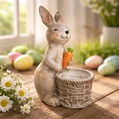 Bunny With Basket 11.5x7.5x18.5in