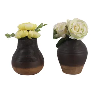 DRAPERFIELD SET OF 2 BROWN VASES 6 (IN) 3