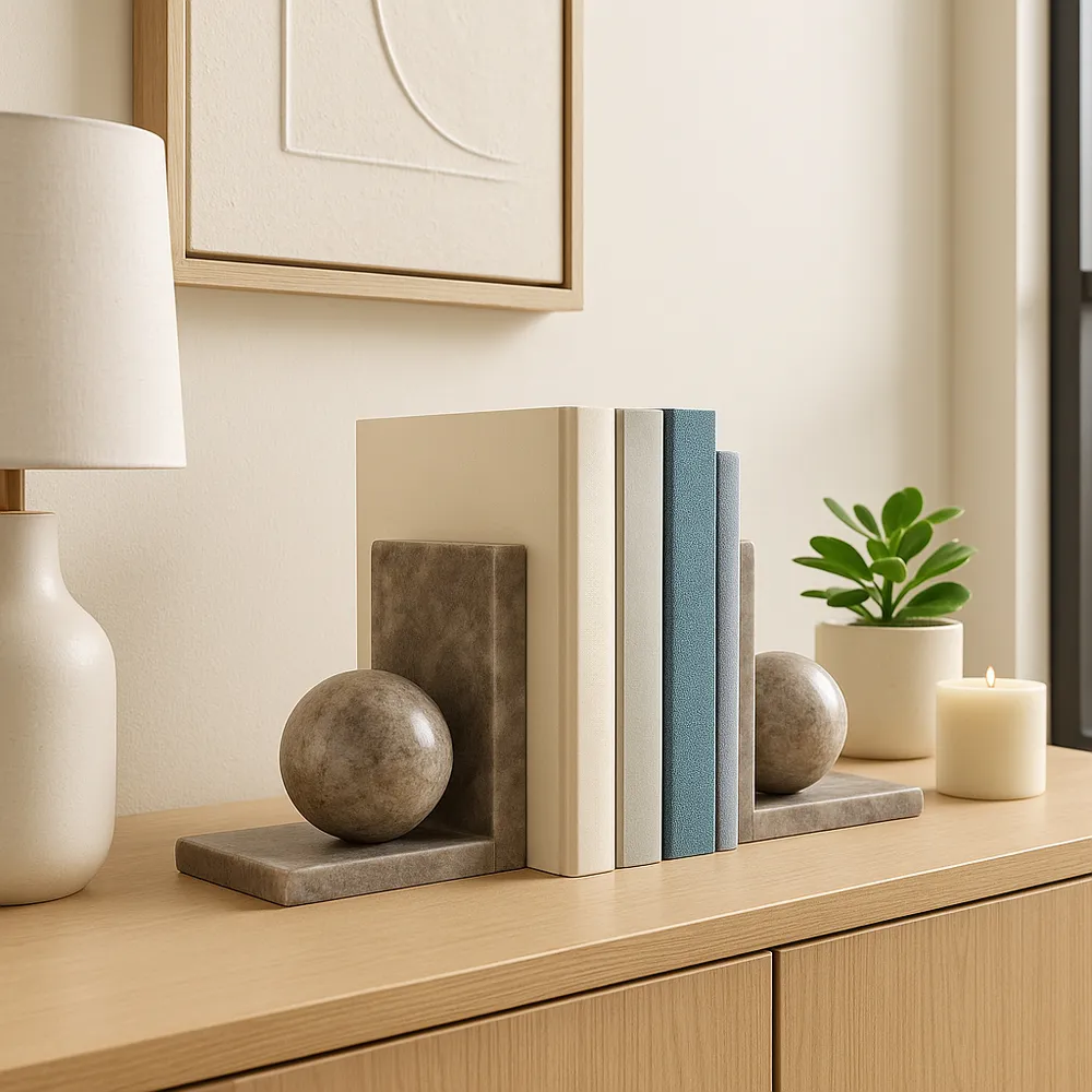 TESSOAK SET OF 2 TAN BOOKENDS 7 (IN)