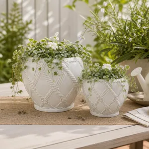 HARDWICKGATE SET OF 2 IVORY PLANTER 7 (IN) 2