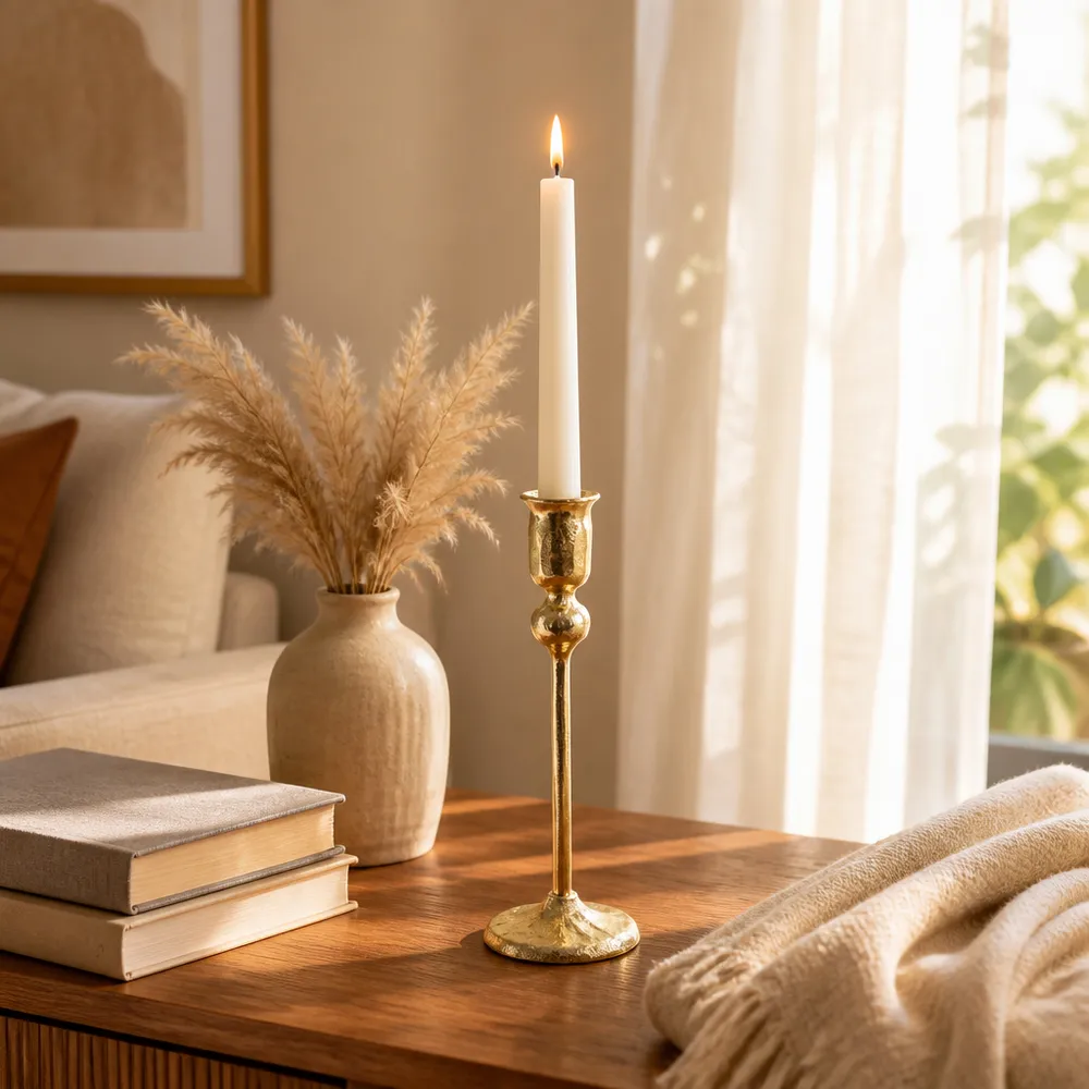 BAKERHAM GOLD CANDLE HOLDER 9 (IN)