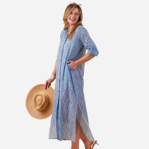 Suri Navy Cotton Long Shirt Dress 3