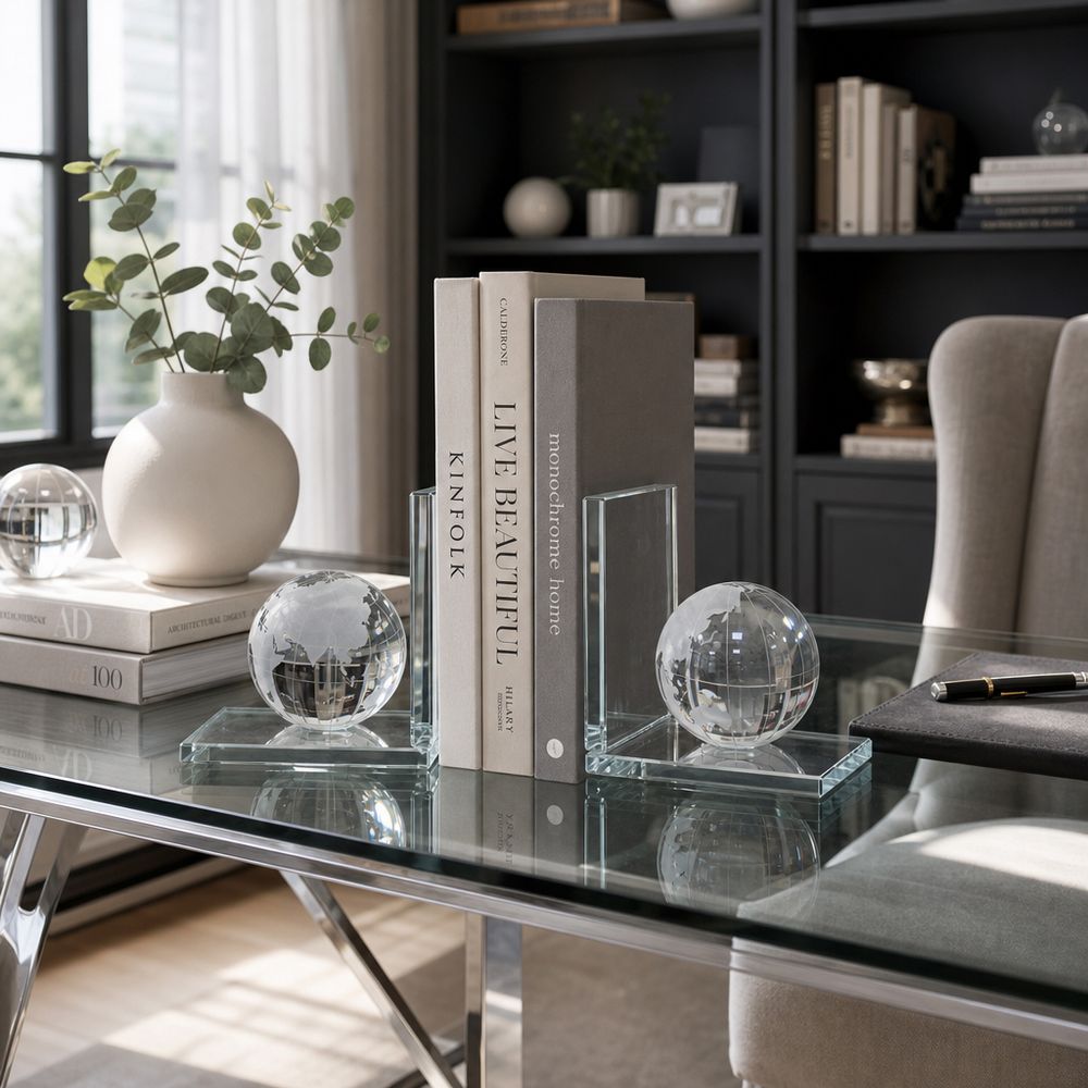 HASTINGSLAKE SET OF 2 CLEAR BOOKENDS 6 (IN)