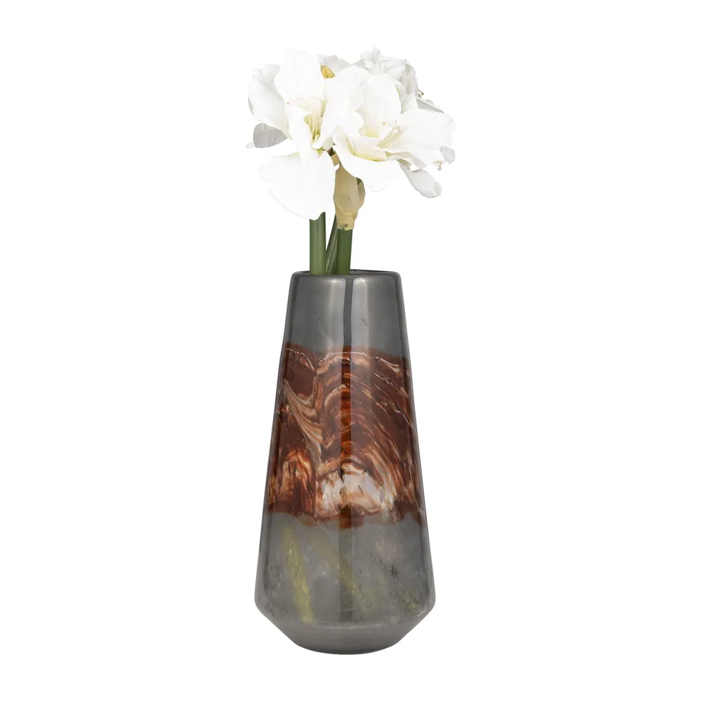 EVERTONVALE BLACK GLASS VASE 17 (IN)