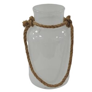 10" WHITE JAR WITH ROPE HANDLE 1