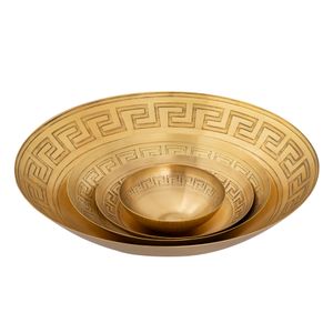 Greek Key Bowl - Set of 3 Brass 6