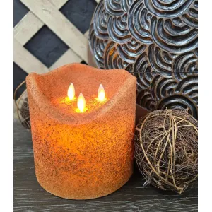 Grunge 3 Wick Moving Flame 6x6in LED Candle 2