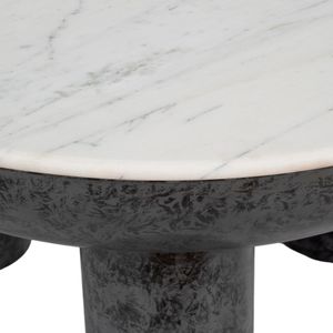 33" CHUNKY LEG COFFEE TABLE MARBLE TOP, WHITE/BLK 6