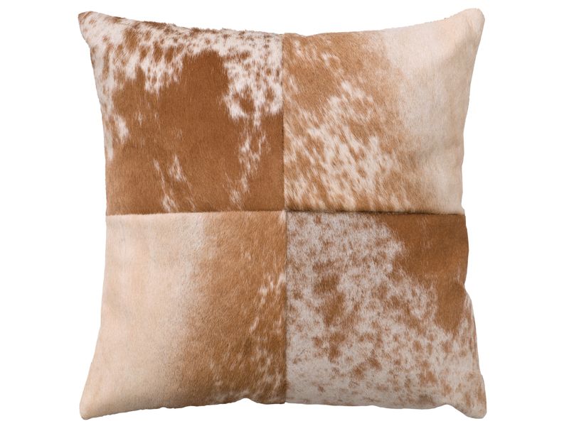 Speckled Light Brown Leather Pillow - Fabric Back thumbnail
