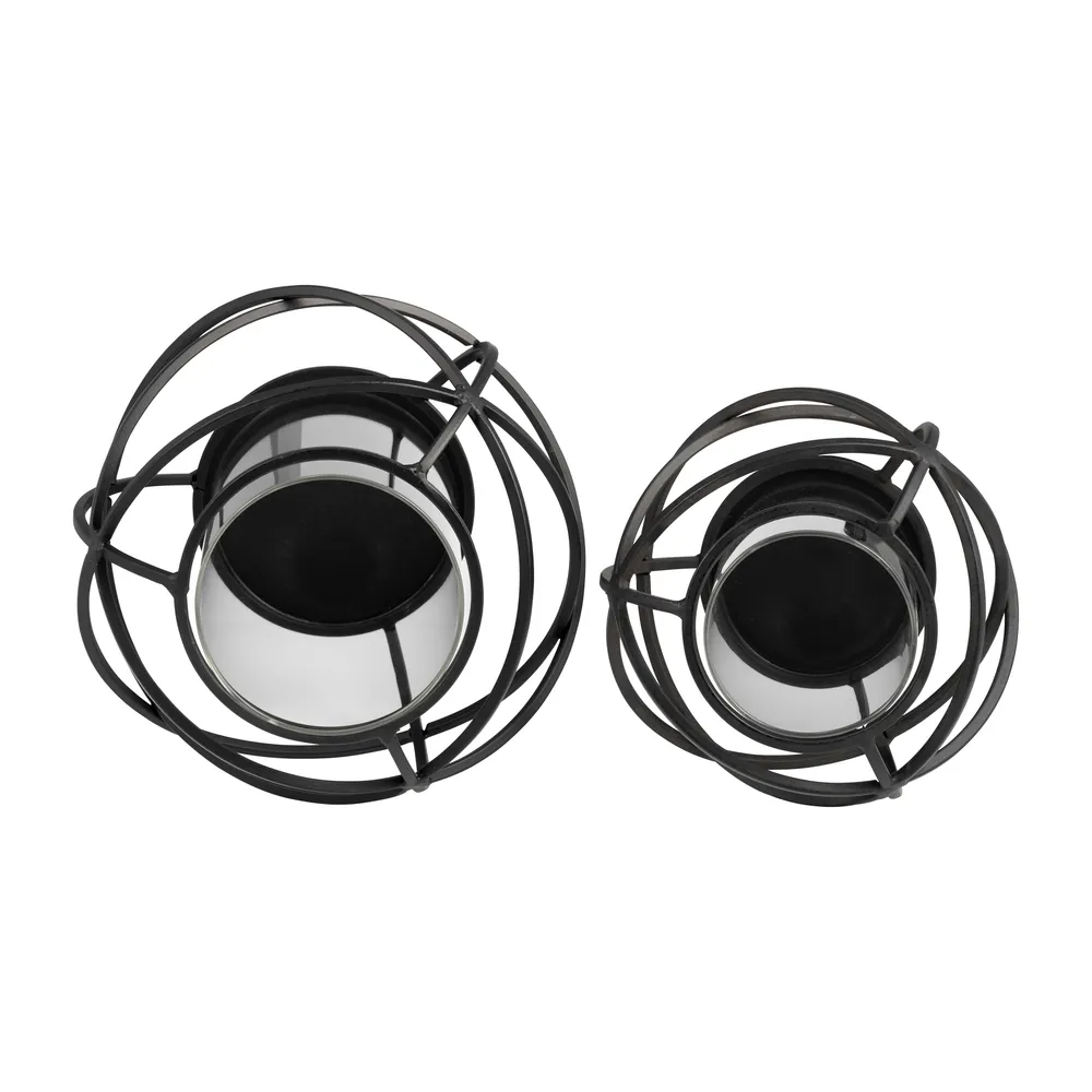 HARMONWICK SET OF 2 BLACK CANDLE HOLDER 6 (IN)