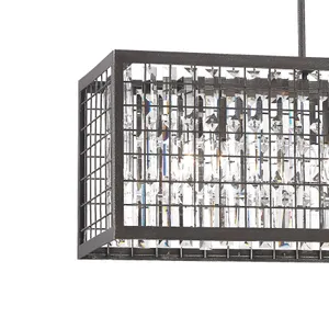 Nadina 37'' Wide 4-Light Linear Chandelier - Silverdust Iron 4