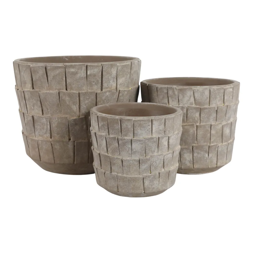 HOUSTONHAVEN SET OF 3 GRAY PLANTER 8 (IN)