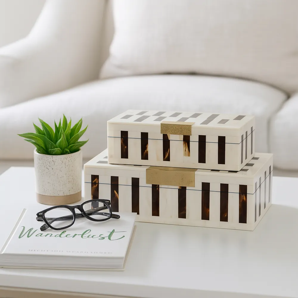 CHLOETON SET OF 2 BROWN BOXES 5 (IN)